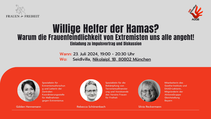 Veranstaltung: Willige Helfer der Hamas? Warum die Frauenfeindlichkeit von Extremisten uns alle angeht!